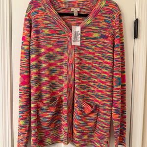 LOGO by Lori Goldstein Multicolor Women's Cardigan